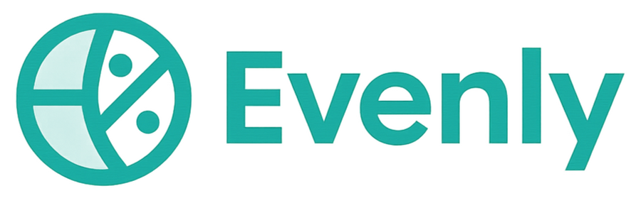 Evenly Logo Evenly logo – teal globe-percent icon for a group travel expense-splitting app